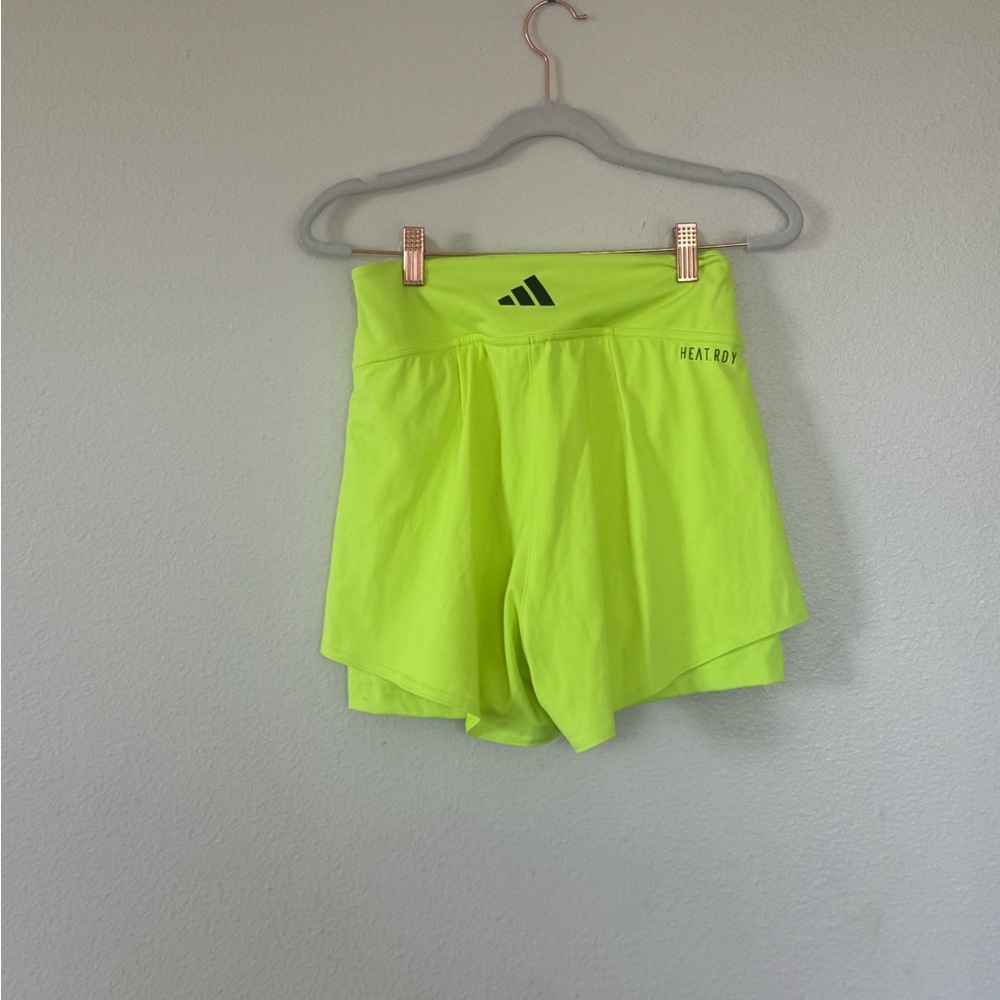 Adidas Gameset Match Shorts Neon Yellow Green HEAT.RDY Tennis S NEW $55 - Picture 3 of 7